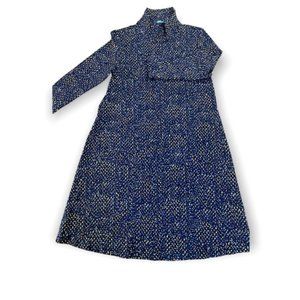 J McLaughlin Stretch Sheath Dress w Pockets Small Navy Cream and Black Pattern S